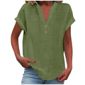 Cor pura botão até decote em v manga curta camisa de rayon de bambu verão moda feminina camisa de botão casual negócios topo