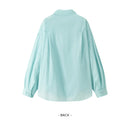 Camisa Feminina Semir com Proteção UV 2026, Texturizada, Lisa, Ombro Caído, Estilo Urbano Casual para o Dia a Dia, Macia e Confortável