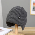 Men Winter Knitted Hat Plush Warmth Peaked Cap Outdoor Earmuff Casual Fashion Faux Fur Lined Bomber Hats Cycling Ear Protection