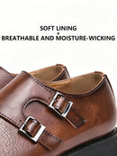 Clássico retro vestido masculino monge sapatos de couro com fivela dedo do pé apontado negócios escritório casamento confortável sapatos oxfords masculinos