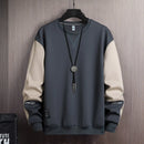 2026 Men's Casual Sweatshirts Fashion Harajuku Streetwear Long Sleeve Patchwork Loose O-Neck Pullover Tops Hip Hop Hoodies Male