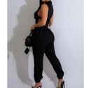 Macacão feminino sem mangas picante, botão lateral, zíper, 4 bolso, streetwear sexy, macacão de moda