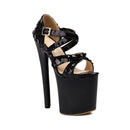 20cm super salto alto boate rainha glitter sapatos de dança cruz oco fivela plataforma verão palco mostrar sandálias lantejoulas feminino