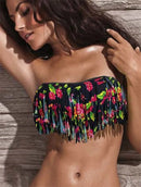 Top de sutiã feminino sem alças biquíni, maiô estampa leopardo, swimwear sexy, push up praia desgaste, trajes de banho, verão