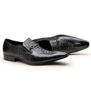 Moda masculina sapatos casuais de couro padrão de crocodilo sapatos de luxo deslizamento-em sapatos de casamento brogues de couro tamanho grande 38-48