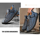 Sapatos masculinos de couro feitos à mão, mocassins casuais de couro respirável, sapatos baixos da moda, sapatos com ferramentas, plus size