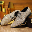 Homens de luxo vestido sapatos ouro prata lantejoulas sapatos de casamento de alta qualidade rendas oxford sapatos designer de moda masculino apartamentos tamanho grande