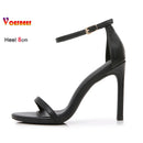 Moda tornozelo cinta ao ar livre sandálias para mulher 6cm 8cm 10cm verão salto alto preto banda estreita stiletto elegante senhoras sapatos