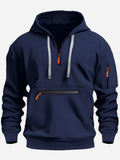 2026 Men's Hooded Sweater Leisure Sports Pullover Retro Harajuku Long Sleeve Zipper Multi-pocket Casual Loose Coat Street Wear