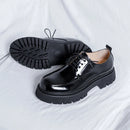 Sapatos de couro casual masculino, alta sola, plataforma, japonês, harajuku, streetwear coreano, lustroso, negócios, casamento, moda