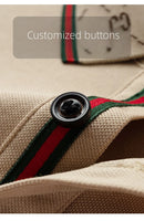 Camisa Polo Masculina Premium com Detalhes Listrados, Emblema Bordado, Tecido Respirável, Versátil para Trabalho e Ocasiões Casuais