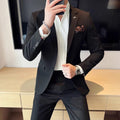 (Jaqueta + calças) marca de alta qualidade boutique cor sólida masculino casual negócios escritório terno noivo vestido casamento festa blazer calças