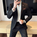 (Jaqueta + calças) marca de alta qualidade boutique cor sólida masculino casual negócios escritório terno noivo vestido casamento festa blazer calças