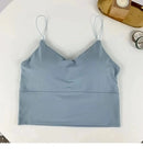 1pc feminino sexy cor sólida camisola tubo de seda gelo sem costura esportes regata sem fio roupa interior sutiã acolchoado bralette colete