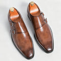 Clássico retro vestido masculino monge sapatos de couro com fivela dedo do pé apontado negócios escritório casamento confortável sapatos oxfords masculinos
