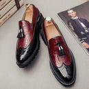 2026 Novo Sapato Masculino Slip-On Casual de Couro com Estampa de Crocodilo e Franjas Tamanho Grande 46