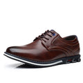 Sapatos Casuais de Outono Inverno Estilo Coreano Modernos com Sola Preta Sapatos de Couro Masculinos para Negócios com Cadarço Simples e Elegantes