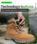 Sapatos de trabalho com botão rotativo para homens, botas protetoras anti-punctura, tênis à prova d'água, sapatos de segurança de trabalho, antiderrapantes, com biqueira de aço