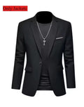 Novo Terno Masculino de Luxo Elegante 2026 - Conjunto de 2 Peças, Estilo Coreano Casual Slim Fit para Noivos e Eventos Sociais