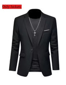 Novo Terno Masculino de Luxo Elegante 2026 - Conjunto de 2 Peças, Estilo Coreano Casual Slim Fit para Noivos e Eventos Sociais