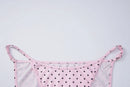 Maiô Feminino com Estampa de Poá Rosa, Conjunto de 3 Peças com Sutiãs e Saias Divididas, Moda Praia