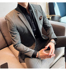 (Jaqueta + calças) marca de alta qualidade boutique cor sólida masculino casual negócios escritório terno noivo vestido casamento festa blazer calças