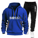 Conjunto Masculino de Moletom e Calça 2 Peças Primavera/Outono 2026, Novo, para Corrida ao Ar Livre, Corta-Vento, com Zíper, Quente, Roupa Esportiva Masculina