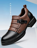 Botas Retro de Cano Baixo para Homens, com Zíper, em Couro Genuíno, Moda Masculina, Sapatos de Plataforma de Alta Qualidade