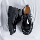 Sapatos de couro casual masculino, alta sola, plataforma, japonês, harajuku, streetwear coreano, lustroso, negócios, casamento, moda