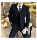 Terno Masculino Slim de Luxo Cinza e Preto M-7XL com Colete e Calça - Estilo Casual de Negócios e Abotoamento Duplo para Noivos