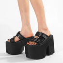 Gdgydh-sandálias plataforma com fivela para as mulheres, sapatos abertos, estilo cunha, moda, para o verão