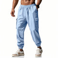 2026 novas calças masculinas casuais multi-bolso masculino capa fechada amarrada algodão e linho leggings de perna reta masculino