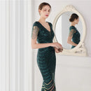 Deerveado elegante decote em v sereia vestido de noite longo luxo contas feminino vestidos de festa à noite 2025 novo vestido formal 19085