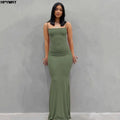 Cetim deslizamento sem mangas sem costas magro sexy maxi vestido 2022 primavera feminino festa y2k conciso bodycon vestidos elegantes roupas femininas