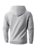 New Autumn Men's Hoodie Waffle Pattern Long Sleeve Sweatshirt Solid Color Casual Warm Pullover Outdoor Sportswear Men's Clothing
