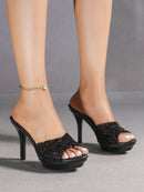 Chinelos femininos de verão, 10.5cm, plataforma antiderrapante, lantejoulas, sapatos de salto alto para mulheres, sandálias vermelhas de luxo