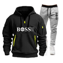 Conjunto Masculino de Moletom e Calça 2 Peças Primavera/Outono 2026, Novo, para Corrida ao Ar Livre, Corta-Vento, com Zíper, Quente, Roupa Esportiva Masculina