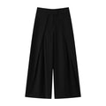 Calças Femininas Casuais Chiques de Perna Larga Vintage para Escritório com Cintura Alta, Bolsos e Pregas, Calças Longas Primavera Verão 2026 Estilo Streetwear