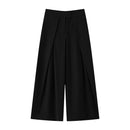 Calças Femininas Casuais Chiques de Perna Larga Vintage para Escritório com Cintura Alta, Bolsos e Pregas, Calças Longas Primavera Verão 2026 Estilo Streetwear