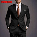 Novo Terno Masculino de Luxo Elegante 2026 - Conjunto de 2 Peças, Estilo Coreano Casual Slim Fit para Noivos e Eventos Sociais