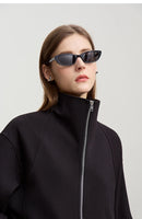 Jaquetas Femininas Amii 2026: Nova Coleção Primavera - Jaqueta de Algodão Tricotada com Gola Alta e Zíper, Blusa Feminina Solta com Manga Caída 12641079