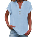 Cor pura botão até decote em v manga curta camisa de rayon de bambu verão moda feminina camisa de botão casual negócios topo