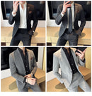 (Jaqueta + calças) marca de alta qualidade boutique cor sólida masculino casual negócios escritório terno noivo vestido casamento festa blazer calças
