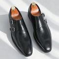 Clássico retro vestido masculino monge sapatos de couro com fivela dedo do pé apontado negócios escritório casamento confortável sapatos oxfords masculinos