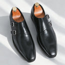 Clássico retro vestido masculino monge sapatos de couro com fivela dedo do pé apontado negócios escritório casamento confortável sapatos oxfords masculinos