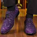 Homens de luxo vestido sapatos ouro prata lantejoulas sapatos de casamento de alta qualidade rendas oxford sapatos designer de moda masculino apartamentos tamanho grande