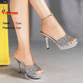 Chinelos femininos de verão, 10.5cm, plataforma antiderrapante, lantejoulas, sapatos de salto alto para mulheres, sandálias vermelhas de luxo