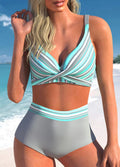 Conjunto de biquíni retrô estampado feminino, elástico alto, estampa preto e branco, regata, maiô de praia sexy feminino, novo, verão, S-5XL