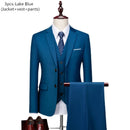 Luxo 3 peças terno de casamento masculino moda magro cor sólida negócios escritório terno define tamanho grande masculino blazer + calças + colete