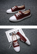 Novos Sapatos Europeus para Homens, Sapatos Casuais de Couro, Sapatos de Skate Fashion, Tênis de Rua com Cadarço para Jovens